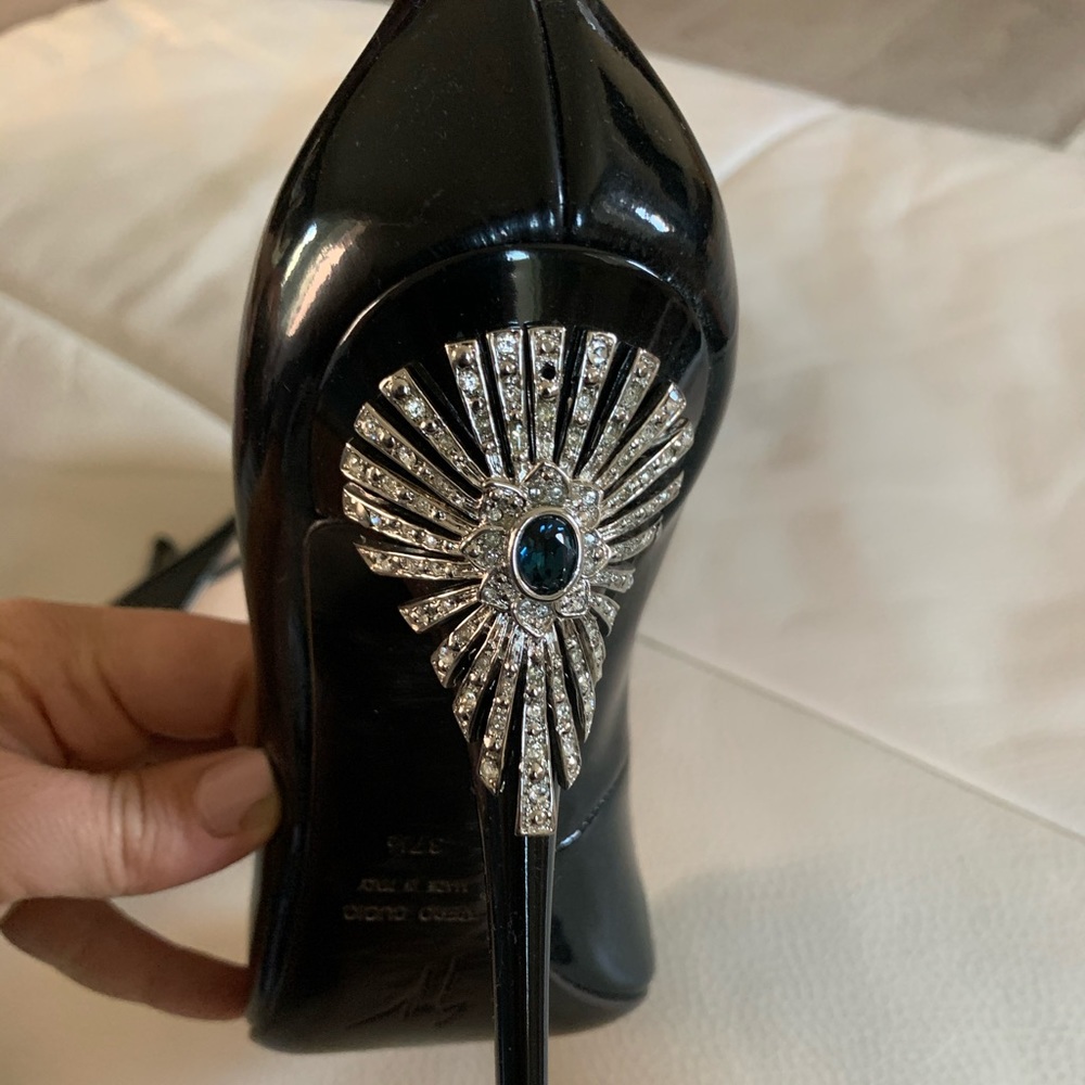 Giuseppe Zanotti peep toe pumps w crystals